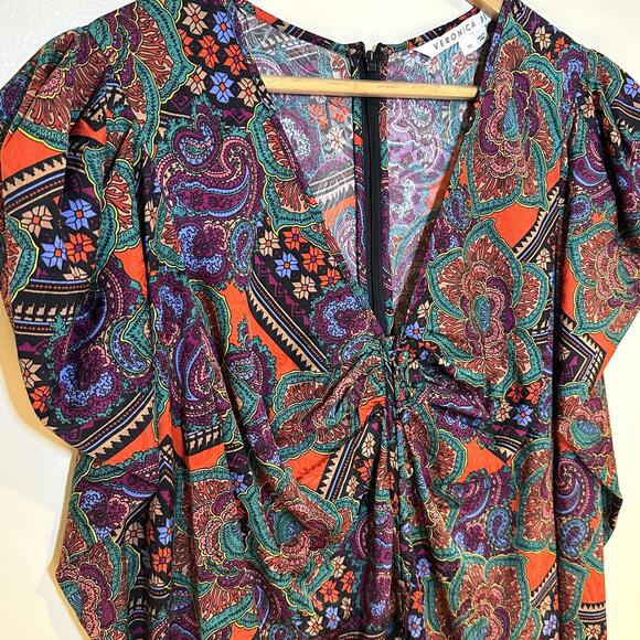 NWOT Veronica Beard Simmons V-neck Puffed Long Sleeve Silk Fitted Blouse SIZE 10 - Picture 8 of 8